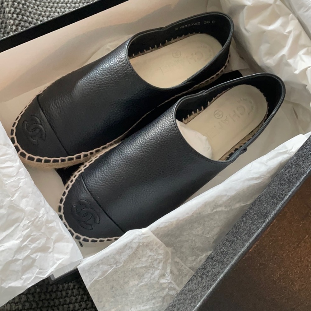 Chanel Espadrilles Black Calfskin - Worn once